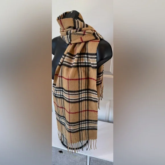 V. FRAAS Tan Plaid Scarf - Picture 2 of 3